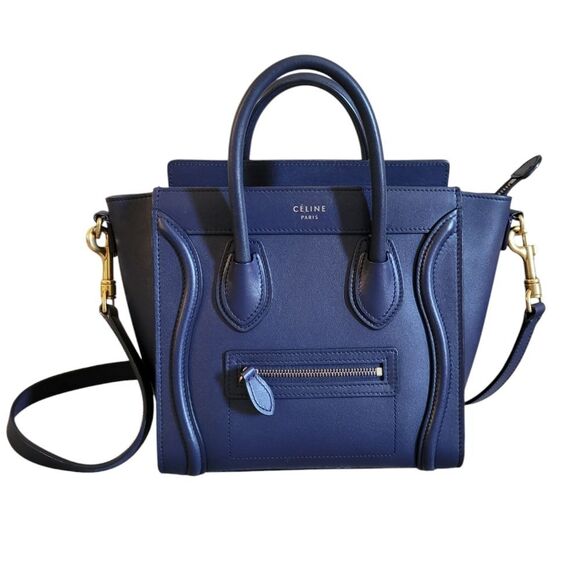 Celine Lugage Nano Blue Lather Handbag Crossbody - Picture 1 of 16